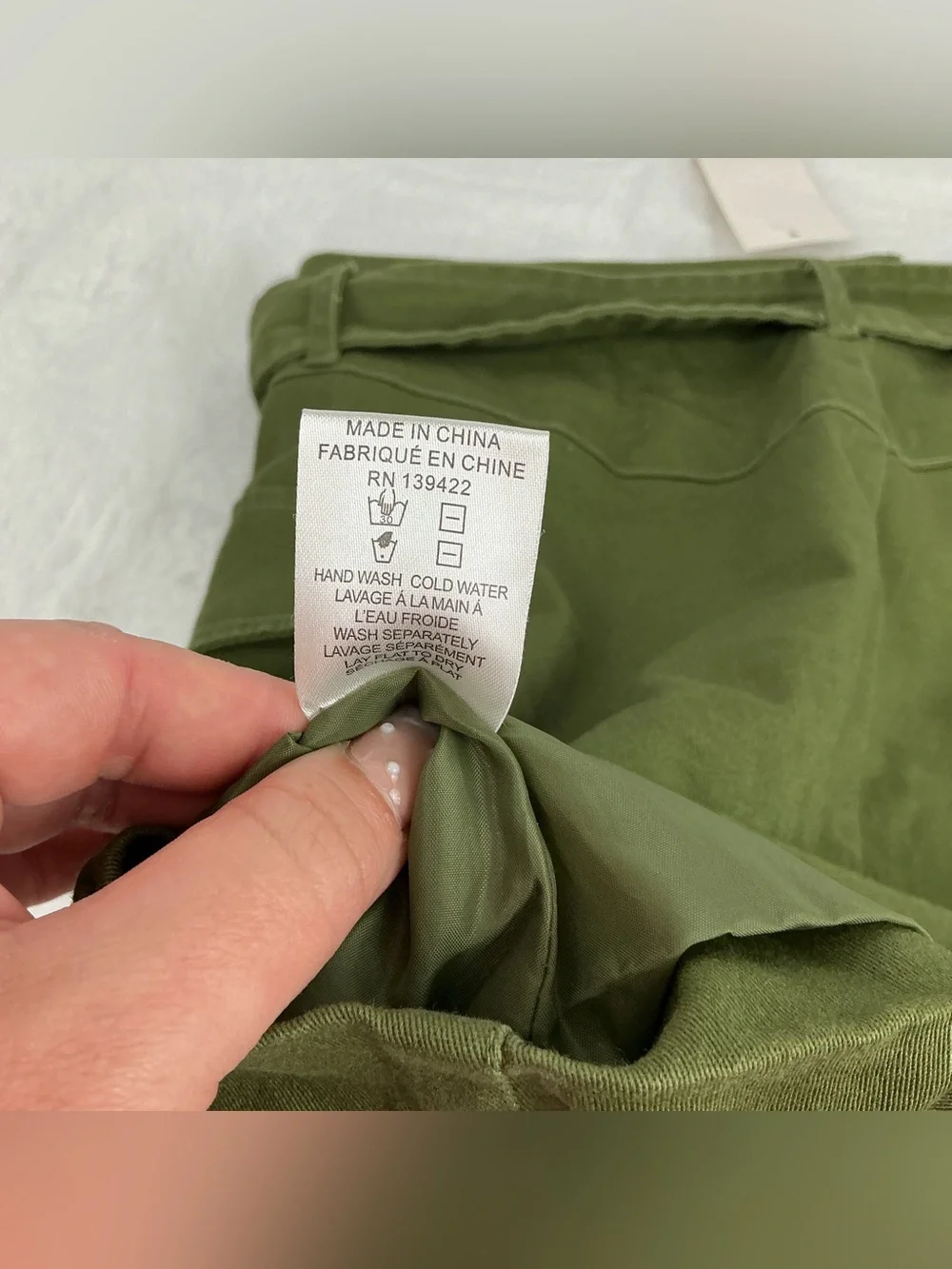 Tobi Olive Green Button-Front Cargo Mini Skirt with Belt